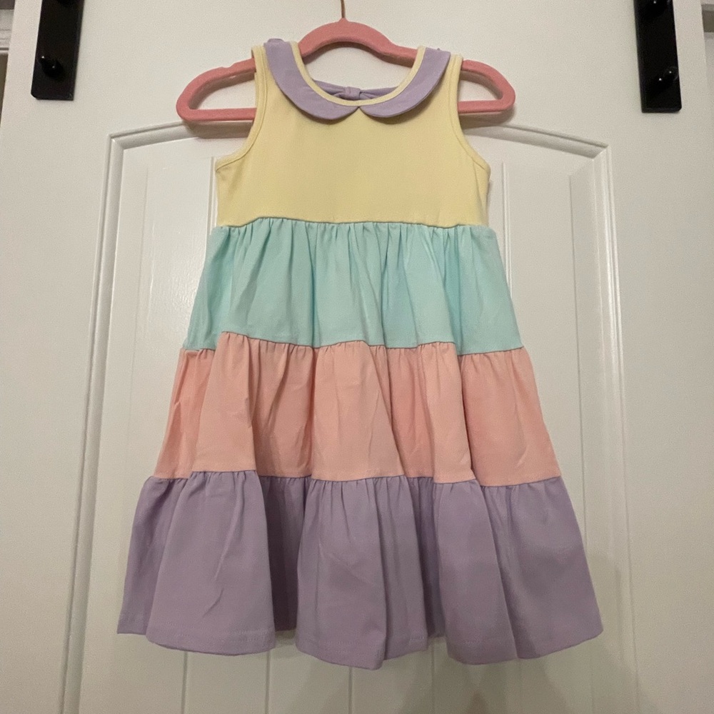 Colorful Tiered Sleeveless Kids Dress